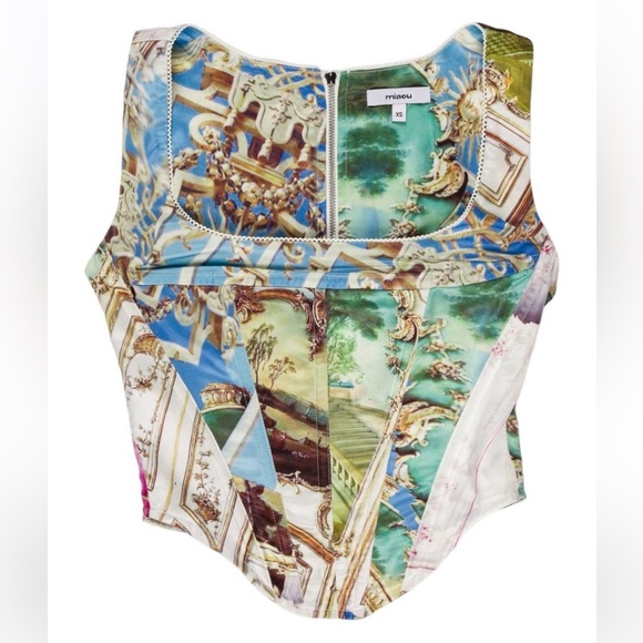 MIAOU CAMPBELL CORSET TOP WITH BUSTIER Boning Colorful Printed Crop Top Medium - Picture 11 of 12